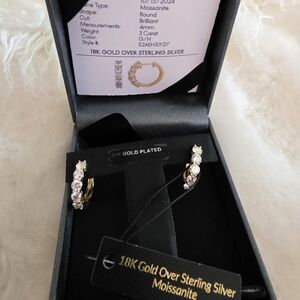18K Gold Plated Hoop Earrings Over 925 Sterling Silver.